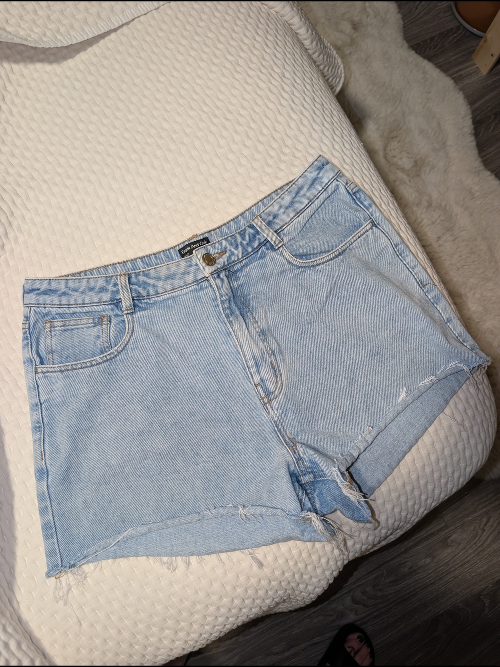 Frank & Oak Light Blue Denim Jean Shorts